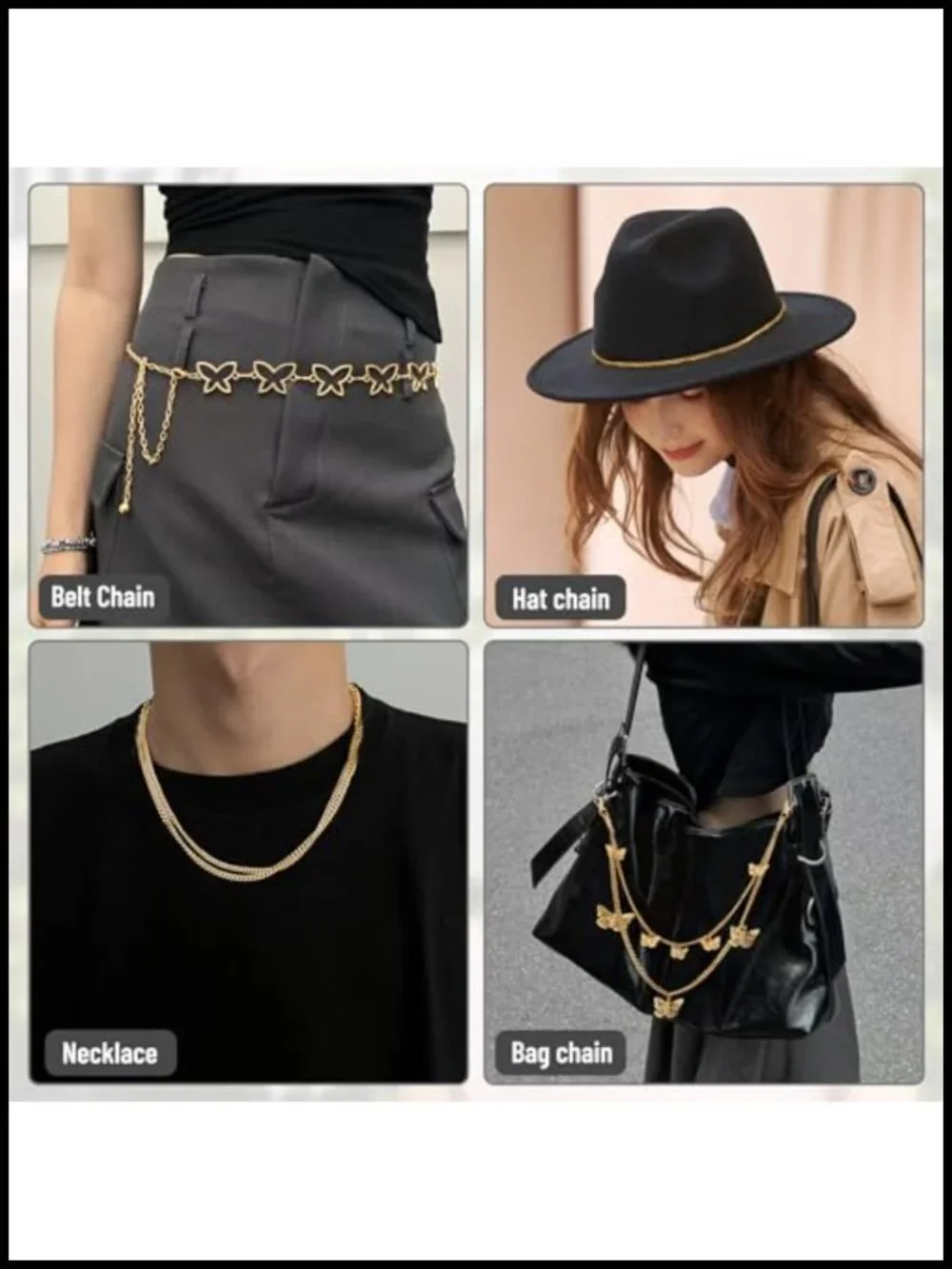 5 Pack Punk Waist Chain Belt Set for Women Goth HipHop Wallet Chain